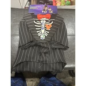 Petco Bootique Dia De Los Muertos Dog Costume L 2pc Suit Skeleton NWT